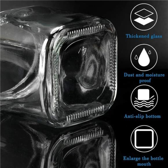 Condiment Jar Spice Container with Lids and Spoons, 8oz Clear Glass Condiment - Picture 2 of 6